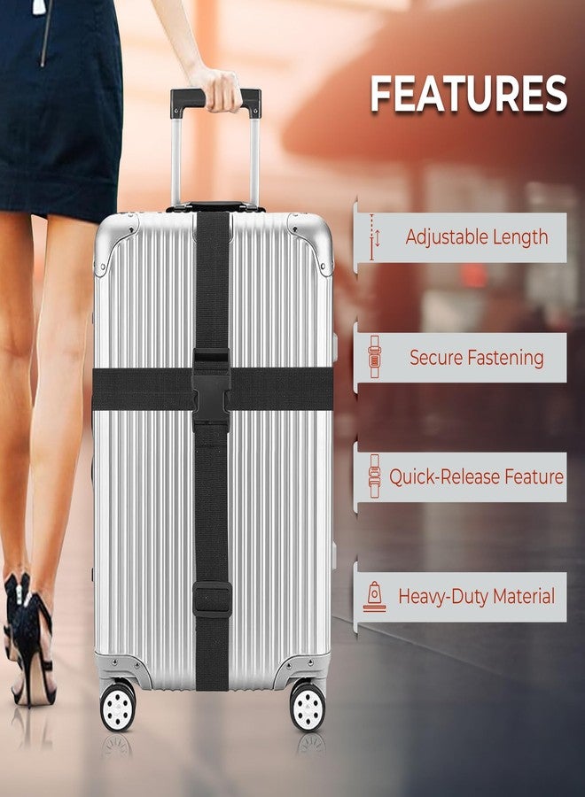 روبوست حزام أمتعة متين - عبوة من قطعتين (أسود) | خامة شديدة التحمل | حزام سفر قابل للتعديل للحقائب | تصميم أنيق | يحمي أغراضك - Image 3